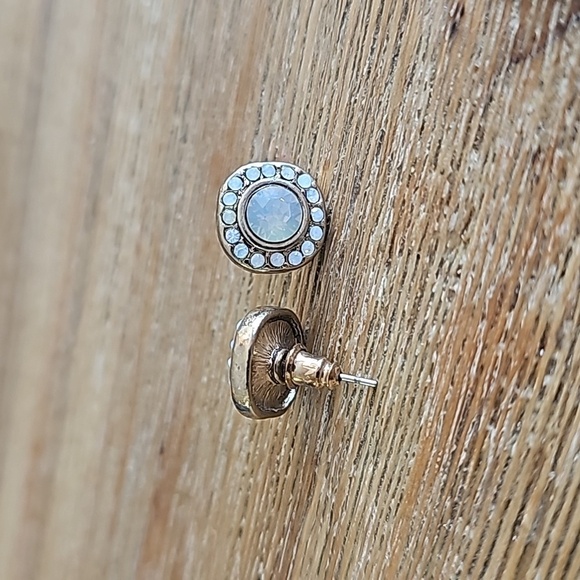 Cindy Ensor Moonstone CZ Gold Vermeil Stud Earrings - Picture 3 of 11